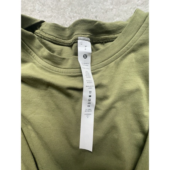 NWT Lululemon Cotton Wrap-Front T-Shirt Dress Olive Green Women's Size 4 - Picture 9 of 14